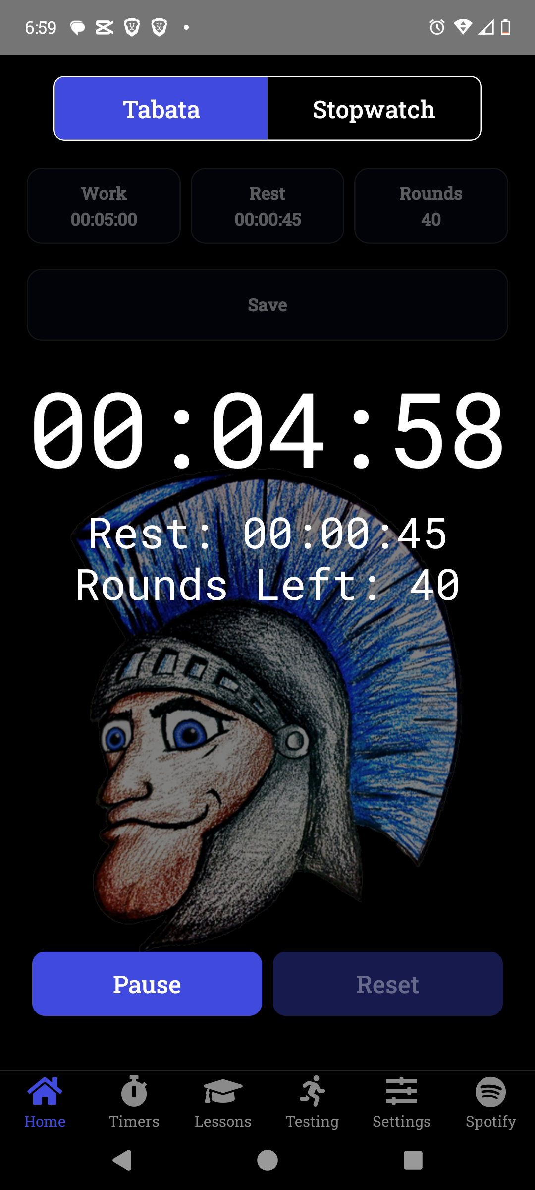 Running workout with round tracking